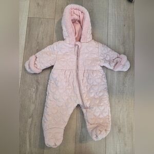 Rothschild Pink Heart Quilted Footie